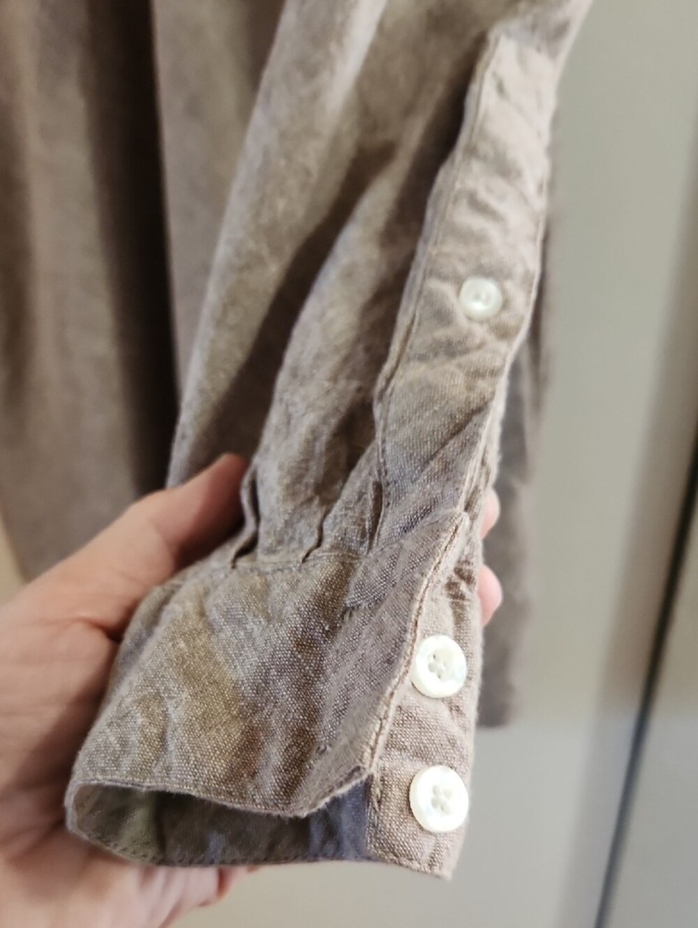 Fashion Trail Taupe Long-Sleeve Shirt Dress Sz S Minimalist - Picture 6 of 9